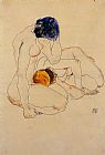 Egon Schiele Two Friends painting